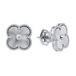 Серьги Van Cleef гвоздики гильоше в белом