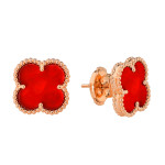 Серьги Van Cleef гвоздики красные в розовом