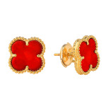 Серьги Van Cleef гвоздики красные в желтом