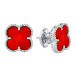 Серьги Van Cleef гвоздики красные в белом