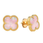 Серьги Van Cleef гвоздики перламутр в желтом