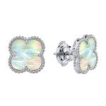 Серьги Van Cleef гвоздики перламутр в белом